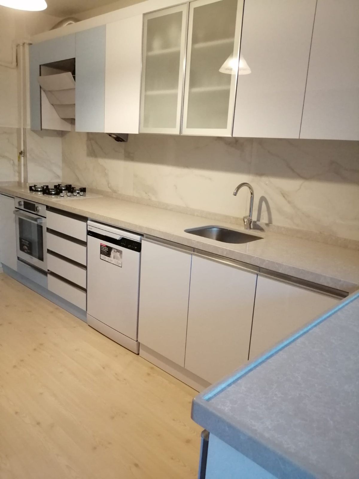 çimstone linen su setli kare evyeli mutfak tezgahı Ankara